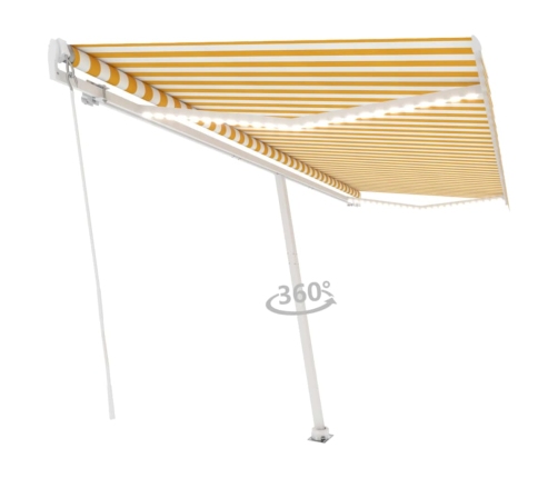 Toldo retráctil manual con luz LED amarillo y blanco 500x300 cm