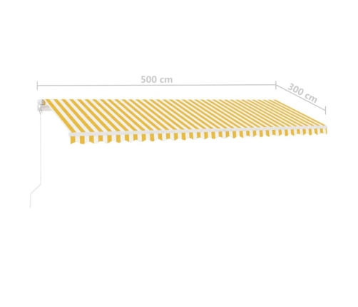 Toldo retráctil manual con luz LED amarillo y blanco 500x300 cm