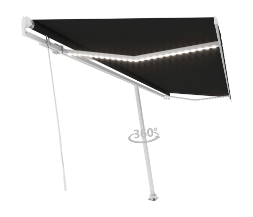 Toldo retráctil manual con luz LED gris antracita 500x300 cm