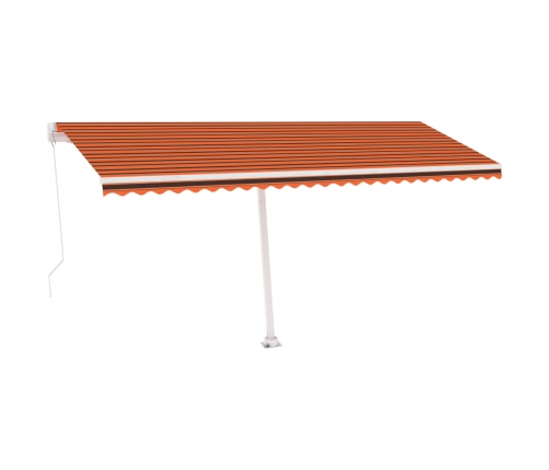 Toldo retráctil manual con luz LED naranja y marrón 500x300 cm