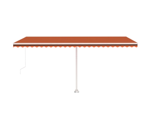 Toldo retráctil manual con luz LED naranja y marrón 500x300 cm