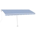 Toldo de pie automático azul y blanco 500x300 cm