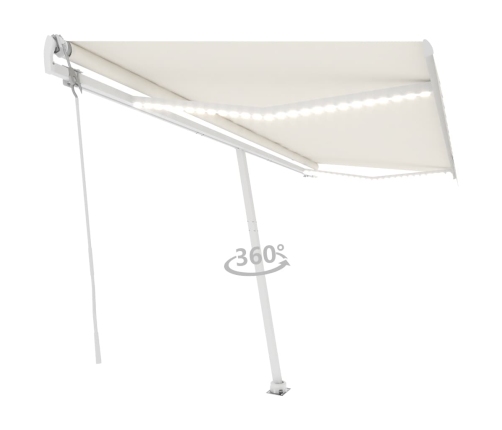 Toldo automático con LED y sensor de viento crema 500x300 cm