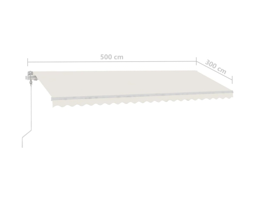 Toldo automático con LED y sensor de viento crema 500x300 cm