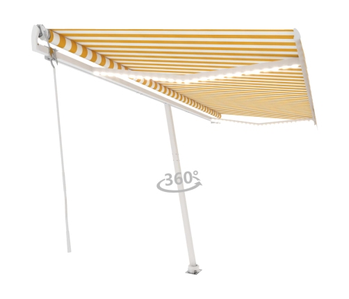 Toldo automático LED sensor de viento amarillo blanco 500x300cm