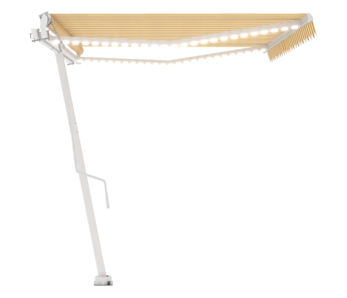 Toldo automático LED sensor de viento amarillo blanco 500x300cm