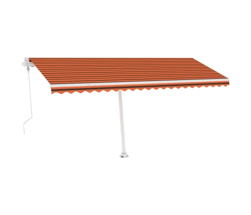 Toldo automático LED sensor de viento naranja marrón 500x300 cm