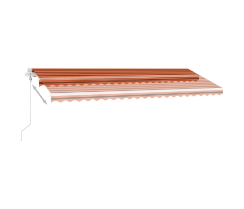 Toldo automático LED sensor de viento naranja marrón 500x300 cm