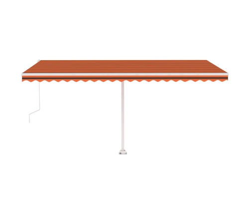 Toldo automático LED sensor de viento naranja marrón 500x300 cm