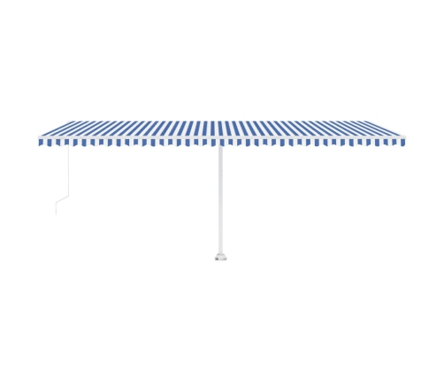 Toldo de pie retráctil manual azul y blanco 600x300 cm