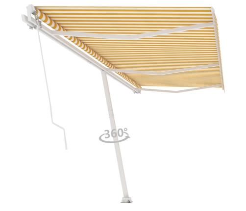 Toldo de pie retráctil manual amarillo y blanco 600x300 cm