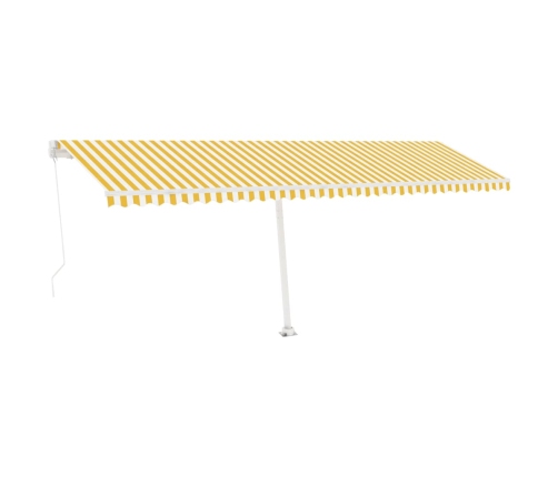 Toldo de pie retráctil manual amarillo y blanco 600x300 cm