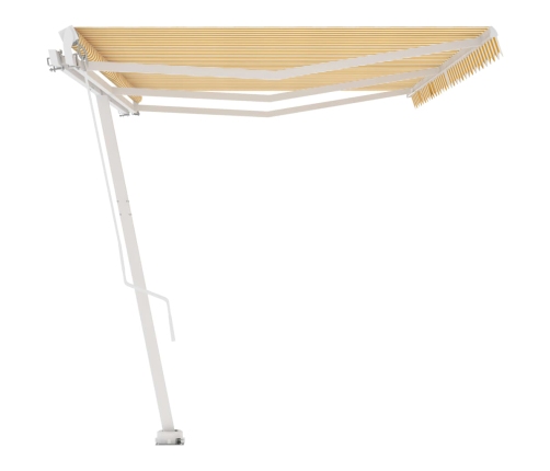 Toldo de pie retráctil manual amarillo y blanco 600x300 cm