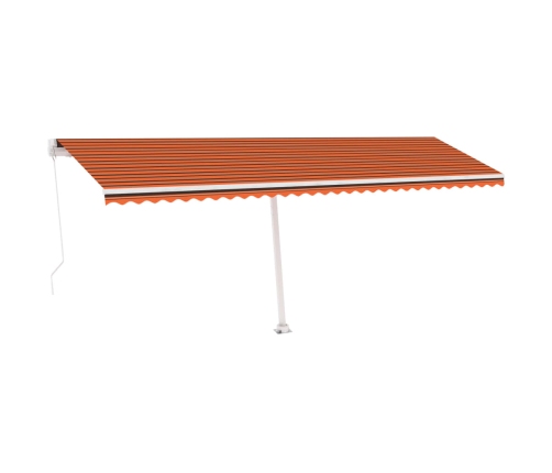 Toldo de pie retráctil manual naranja y marrón 600x300 cm