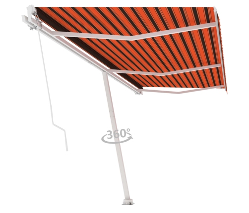 Toldo de pie retráctil manual naranja y marrón 600x300 cm