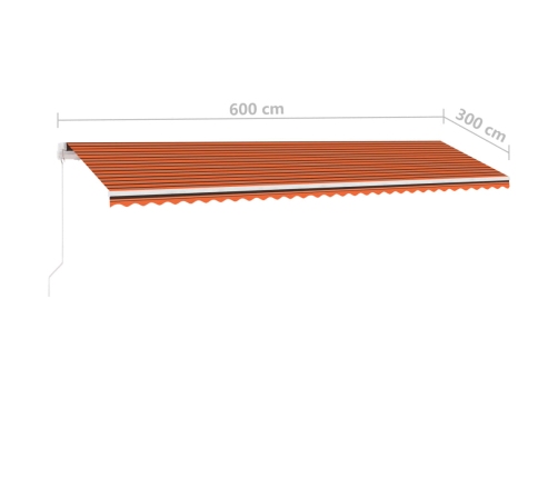 Toldo de pie retráctil manual naranja y marrón 600x300 cm