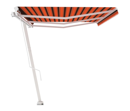 Toldo de pie retráctil manual naranja y marrón 600x300 cm