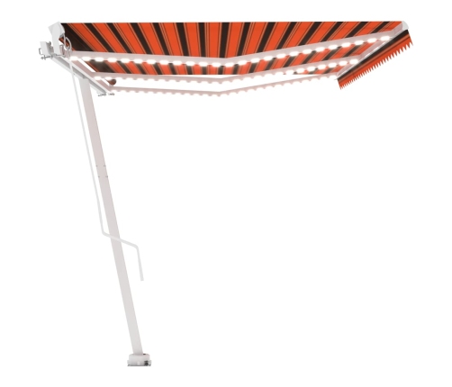 Toldo manual retráctil con luz LED naranja y marrón 600x300 cm