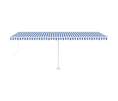 Toldo de pie automático azul y blanco 600x300 cm