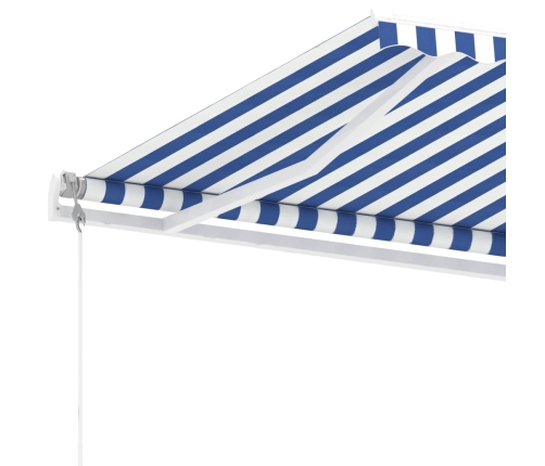 Toldo de pie automático azul y blanco 600x300 cm