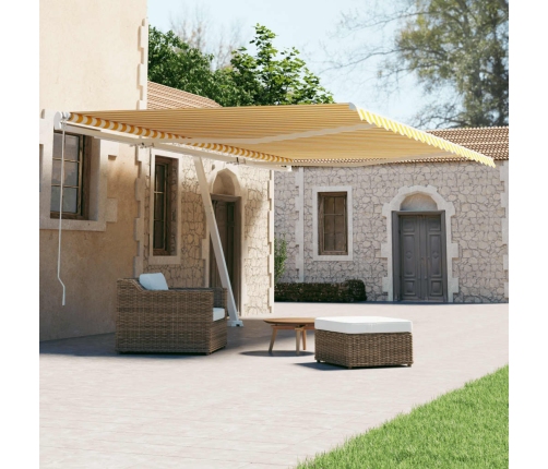 Toldo de pie automático amarillo y blanco 600x300 cm