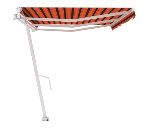 Toldo de pie automático naranja y marrón 600x300 cm