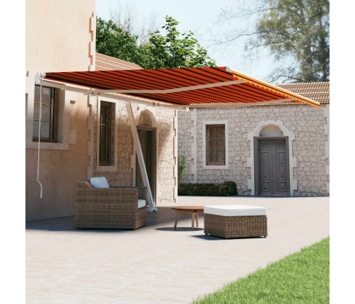 Toldo de pie automático naranja y marrón 600x300 cm