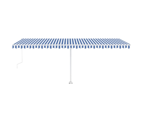 Toldo automático LED sensor de viento azul y blanco 600x300 cm