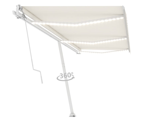 Toldo automático con LED sensor de viento crema 600x300 cm