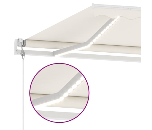 Toldo automático con LED sensor de viento crema 600x300 cm