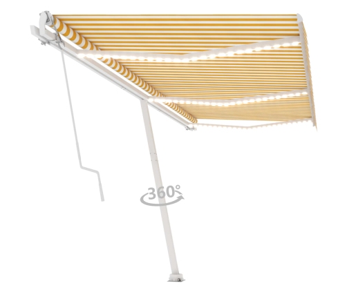 Toldo automático LED sensor de viento amarillo blanco 600x300cm