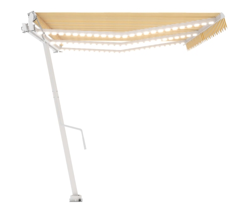 Toldo automático LED sensor de viento amarillo blanco 600x300cm