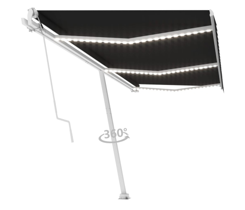 Toldo automático LED sensor de viento gris antracita 600x300 cm