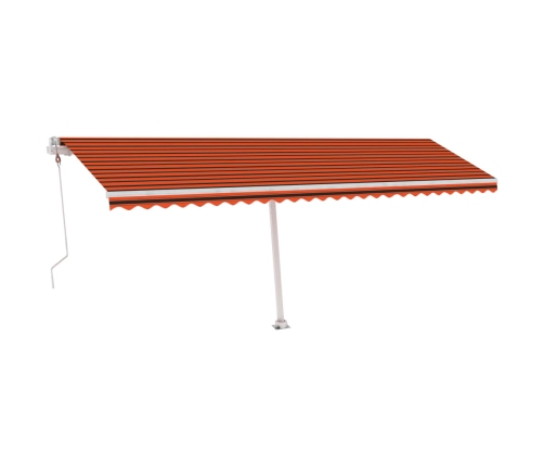 Toldo automático LED sensor de viento naranja marrón 600x300 cm