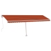 Toldo automático LED sensor de viento naranja marrón 600x300 cm