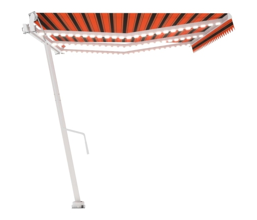 Toldo automático LED sensor de viento naranja marrón 600x300 cm