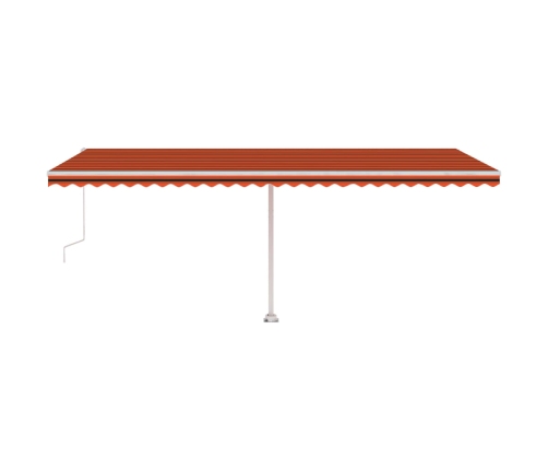 Toldo automático LED sensor de viento naranja marrón 600x300 cm