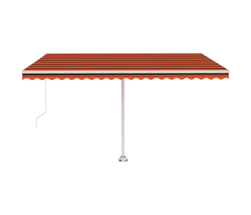 Toldo retráctil manual con luz LED naranja y marrón 400x350 cm