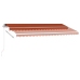 Toldo retráctil manual con luz LED naranja y marrón 400x350 cm