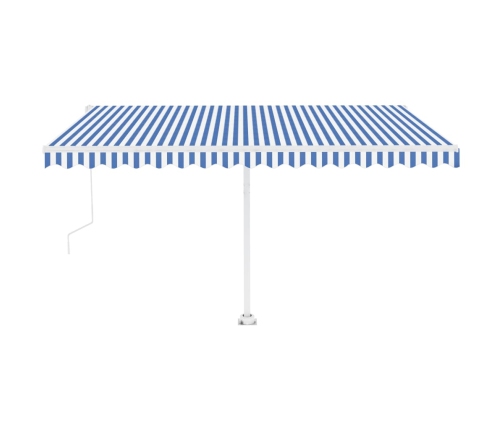 Toldo automático LED sensor de viento azul y blanco 400x350 cm