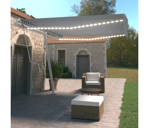 Toldo automático LED sensor de viento azul y blanco 400x350 cm