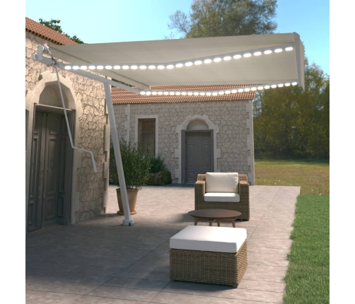 Toldo automático con LED y sensor de viento crema 400x350 cm