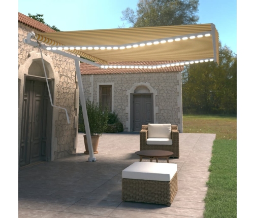 Toldo automático LED sensor de viento amarillo blanco 400x350cm