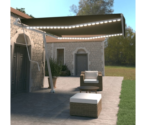 Toldo automático LED sensor de viento gris antracita 400x350 cm