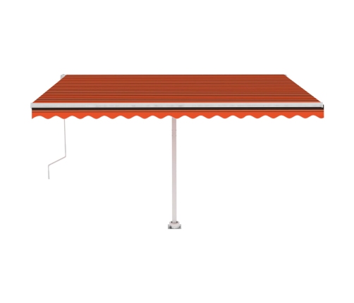 Toldo automático LED sensor de viento naranja marrón 400x350 cm