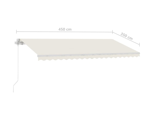 Toldo manual retráctil con luz LED crema 450x350 cm