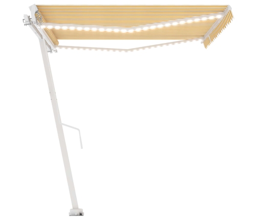 Toldo manual retráctil con luz LED amarillo y blanco 450x350 cm