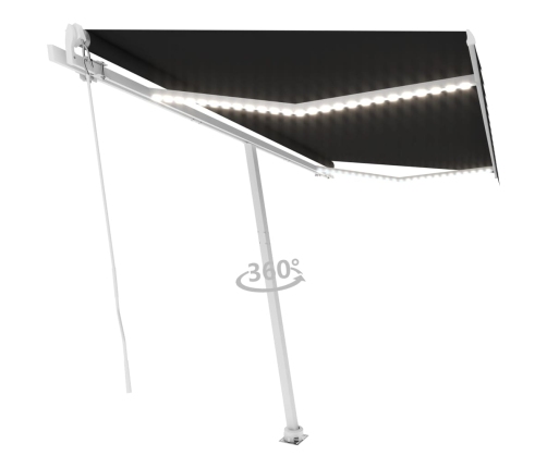 Toldo manual retráctil con luz LED gris antracita 450x350 cm