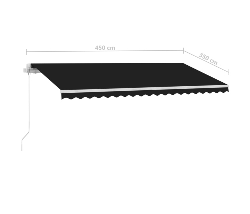 Toldo manual retráctil con luz LED gris antracita 450x350 cm