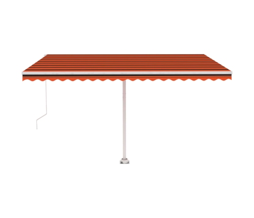 Toldo manual retráctil con luz LED naranja y marrón 450x350 cm